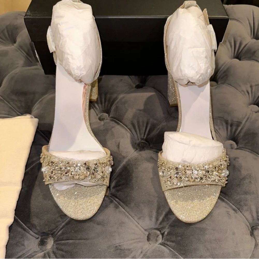 New Badgley Mischka Tempest Embellished Sandal - Platino - Picture 4 of 5